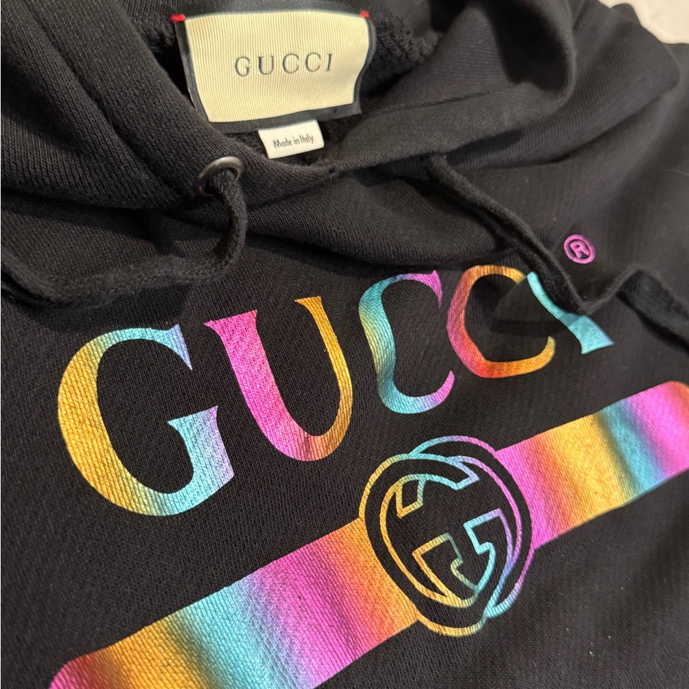 Gucci Black Hoodie with Multicolor Logo - Picture 4 of 4